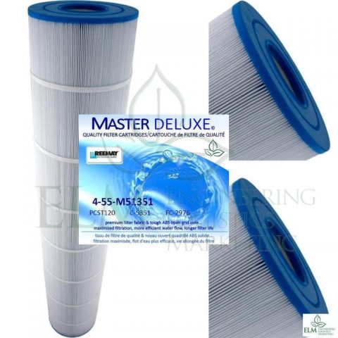 Master Deluxe 4-55-M51351 hot tub filter. Replaces Pleatco PCST120, Unicel C-5351, Filbur FC-2976.