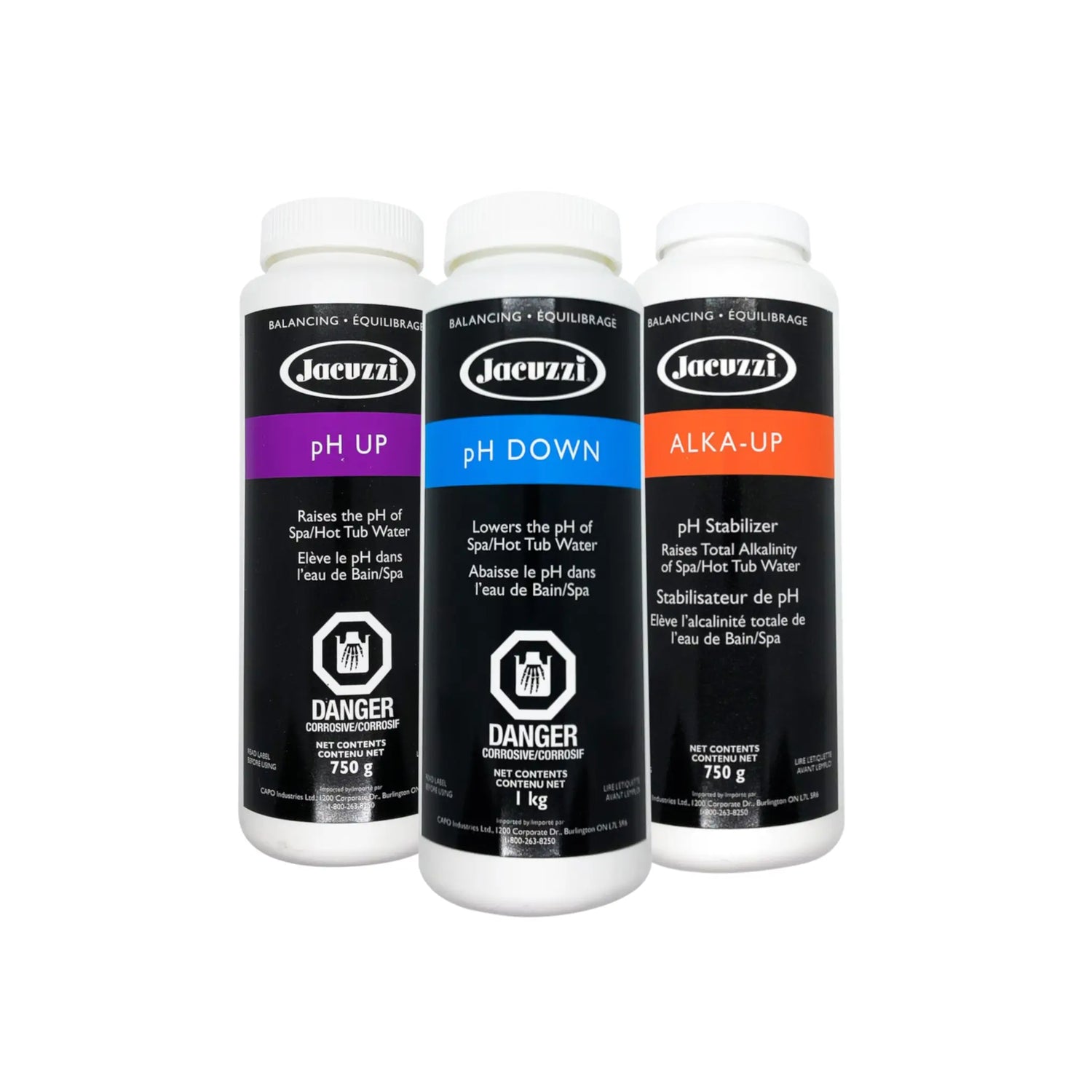 Jacuzzi pH Up, pH Down and Alka Up for hot tubs