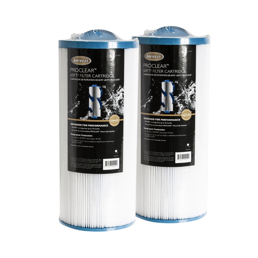  6000-383AJ Jacuzzi® ProClear™ 60 FT² filter for J-300™, J-400™, J-500™, and J-LX® Collections (2 Pack). Compatible with all J-300™ (2002+), J-400™ (2013+), J-500™ (2015+) & J-LX® (2011+) Collection models.
