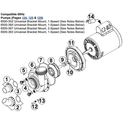 Pump: Universal Bracket – 1-Speed – Jacuzzi J-LX/J-LXL/J-500/J-400/J-300/J-200/J-100 (2009+)