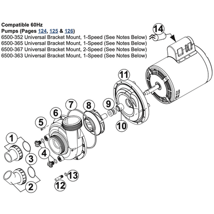 Pump: Universal Bracket – 1 - Speed – Jacuzzi J - LX/J - LXL/J - 500/J - 400/J - 300/J - 200/J - 100 (2009+) - Hot Tub Store