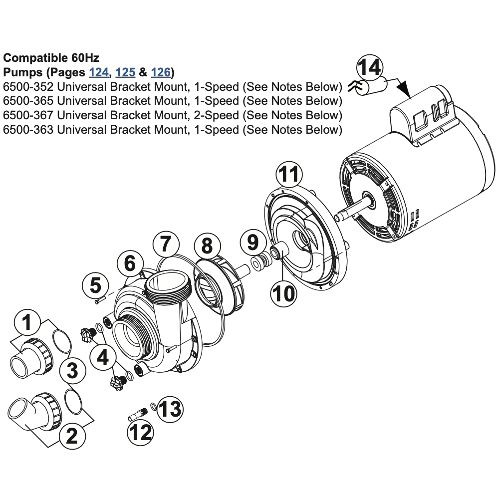 Bracketless Emerson 56 Frame Pump Parts (5/2009+) - Hot Tub Store